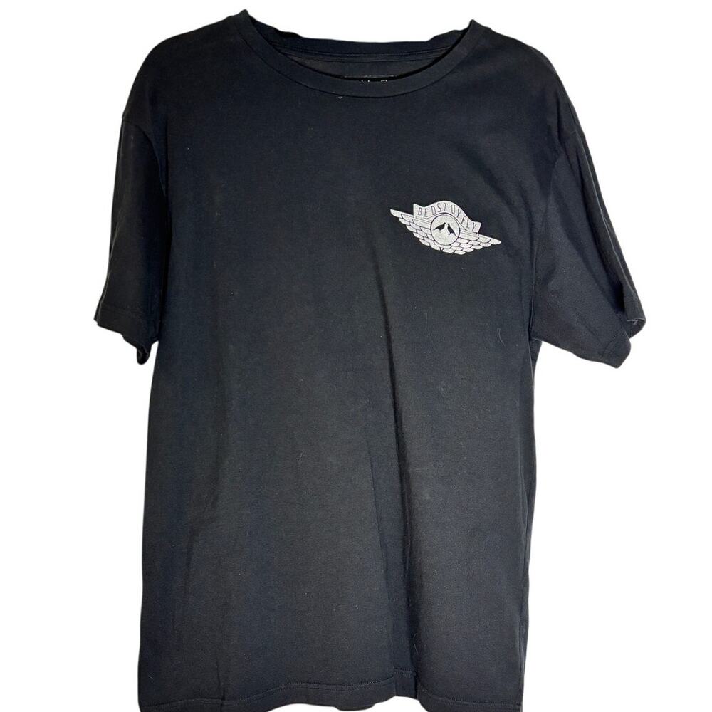 BedstuyFly Graphic T-Shirt Black Wing Logo Streetwear Size M